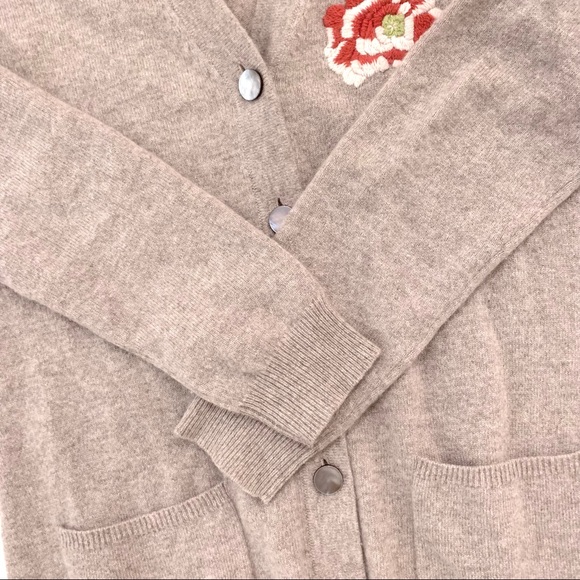 FTC 100% Cashmere Cardigan Floral Embroidery - Picture 11 of 15